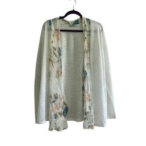 Elena Baldi White Silk Cardigan Floral Accent Made In Italy Size 3X